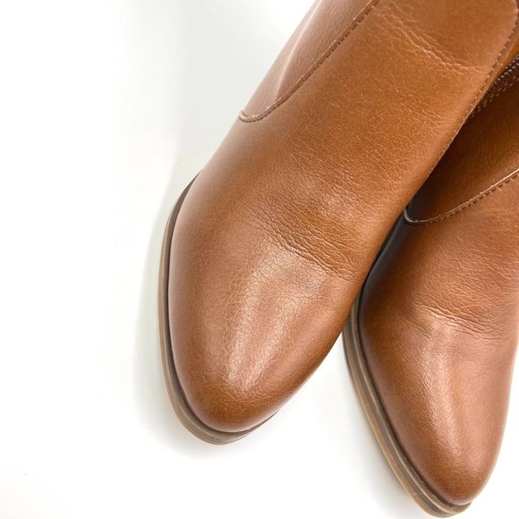 Universal Thread Womens Cognac Brown Faux Vegan Leather Block Heel Ankle Boots 6 - Picture 4 of 15
